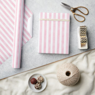 Aquarellfarbe Rosa und weiße Streifen Geschenkpapier