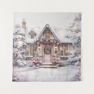 Aquarellfarbe Rosa Weihnachtskunst Tapisserie Wandteppich