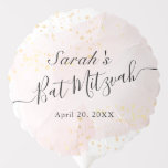 Aquarellfarbe Rosa x Gold Bat Mitzvah Ballon<br><div class="desc">Dieser schicke und elegante Fledermaus Mitzvah-Ballon hat einen weißen Hintergrund mit rot rosa Pinselstriche in Aquarell und Imitat goldenen Spritzern. Personalisieren Sie es für Ihre Bedürfnisse. Mehr passende Produkte finden Sie in meinem Geschäft.</div>