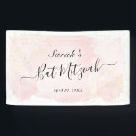 Aquarellfarbe Rosa x Gold Bat Mitzvah Banner<br><div class="desc">Dieses schicke und elegante Banner mit weißem Hintergrund mit rosa Pinselstrichen in Aquarell und Imitat goldenen Spritzern. Personalisieren Sie es für Ihre Bedürfnisse. Mehr passende Produkte finden Sie in meinem Geschäft.</div>