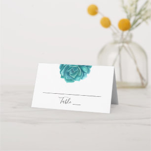 Aquarellfarbe sukkulent. Aquamarine Hochzeit. bota Platzkarte