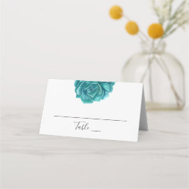 Aquarellfarbe sukkulent. Aquamarine Hochzeit. bota Platzkarte