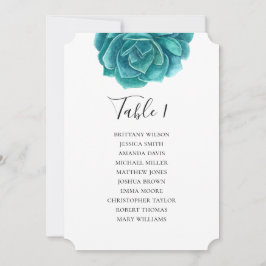 Aquarellfarbe sukkulent. Aquamarine Hochzeitstabel Einladung