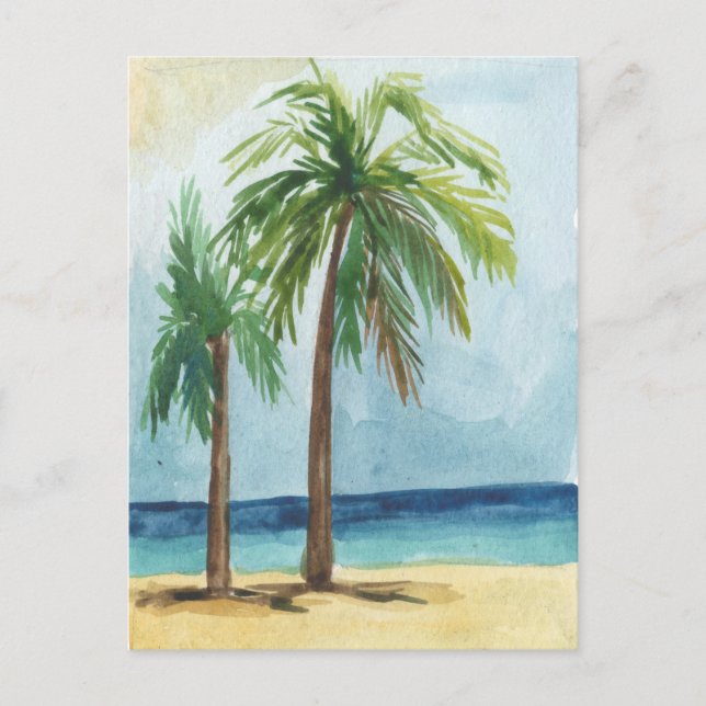 Aquarellfarbe tropische Kokospalme Postkarte (Vorderseite)