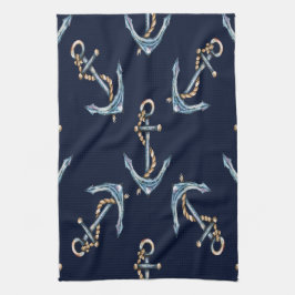 Aquarellfarben Anchors Navy Blue Geschirrtuch