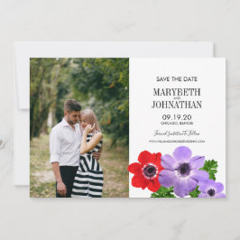 Aquarellfarben Anemone Save the Date Fotokarte