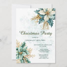 Aquarellfarben Aquamarin Blumenweihnachtsfest Part Einladung