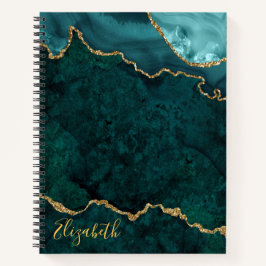 Aquarellfarben Aquamarin Goldmarmor Agate Geode Notizbuch