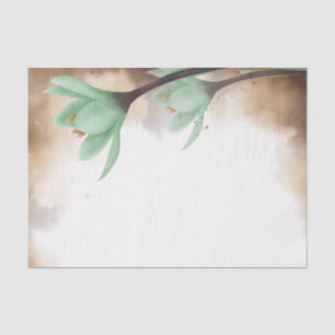 Aquarellfarben Aquamarin Grüne graue Blume Blumend Seidenpapier