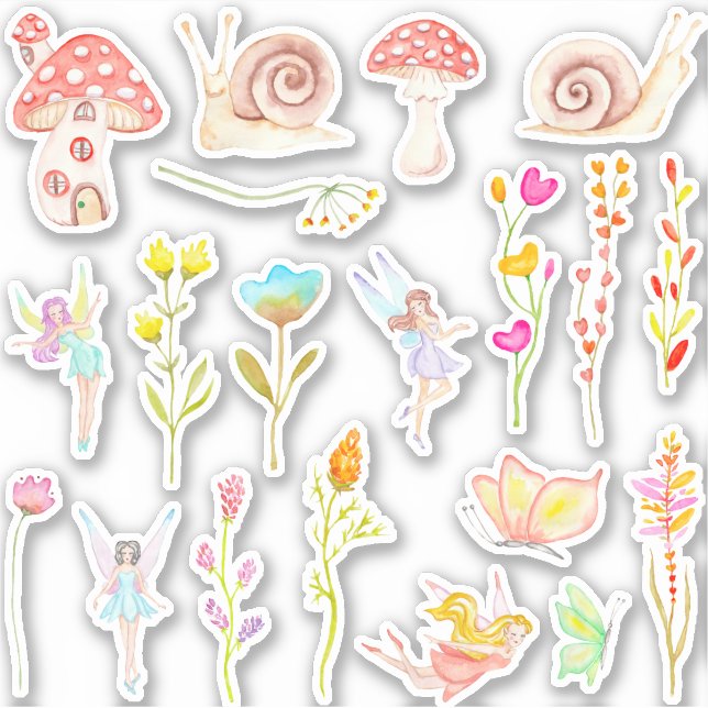 Aquarellfarben-Aufkleberpackung für den Blumengart Aufkleber (Vorderseite)
