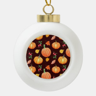 Aquarellfarben Autumn Pumpkin Floral Pattern Keramik Kugel-Ornament