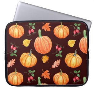 Aquarellfarben Autumn Pumpkin Floral Pattern Laptopschutzhülle