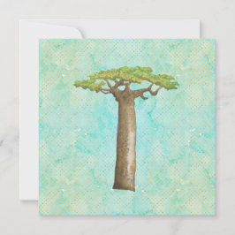 Aquarellfarben-Baobab-Baumflachkarte