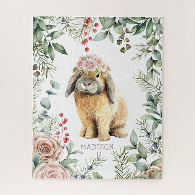 Aquarellfarben Bläschen Kaninchen Personalisierter (Vertikal)
