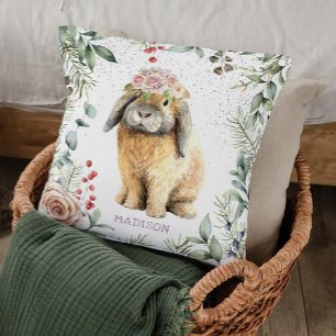 Aquarellfarben Bläschen Kaninchen Personalisierter Kissen