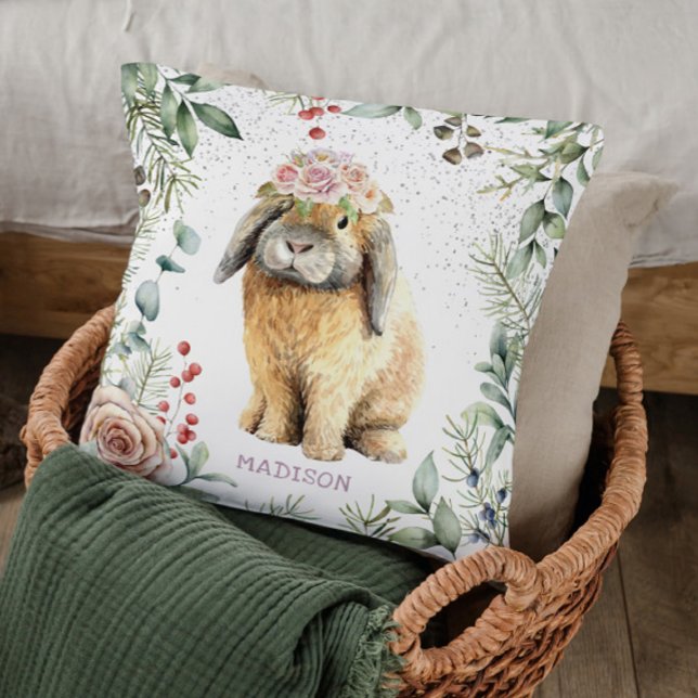 Aquarellfarben Bläschen Kaninchen Personalisierter Kissen (Von Creator hochgeladen)