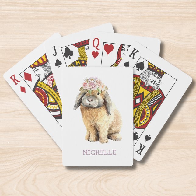 Aquarellfarben Bläschen Kaninchen Personalisierter Spielkarten (Von Creator hochgeladen)
