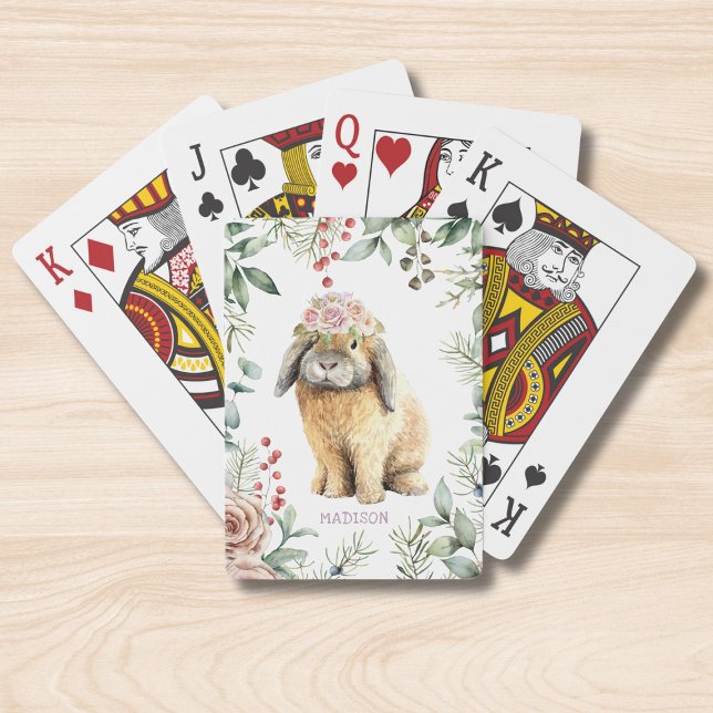 Aquarellfarben Bläschen Kaninchen Personalisierter Spielkarten (Von Creator hochgeladen)