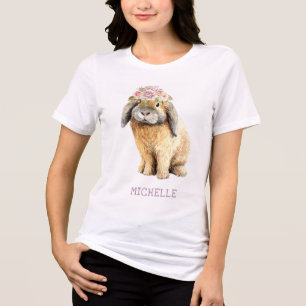 Aquarellfarben Bläschen Kaninchen Personalisierter Tri-Blend Shirt
