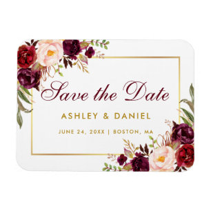 Aquarellfarben Bläserburgund Gold Save the Date Magnet