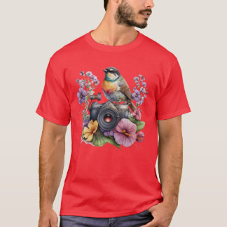 Aquarellfarben-Bläserkamera mit Vogelfreund T-Shirt