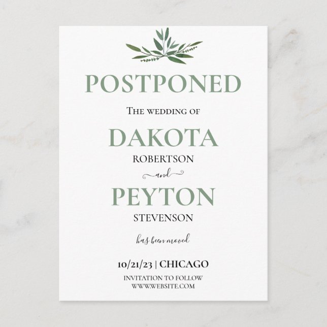 Aquarellfarben-Blätter 02b Ändern Sie das Datum Ho Postkarte (Vorderseite)