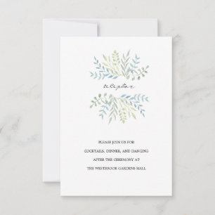 Aquarellfarben-Blätter bei Hochzeiten von Grünem H Einladung