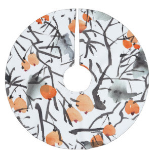 Aquarellfarben Blätter Polyester Weihnachtsbaumdecke