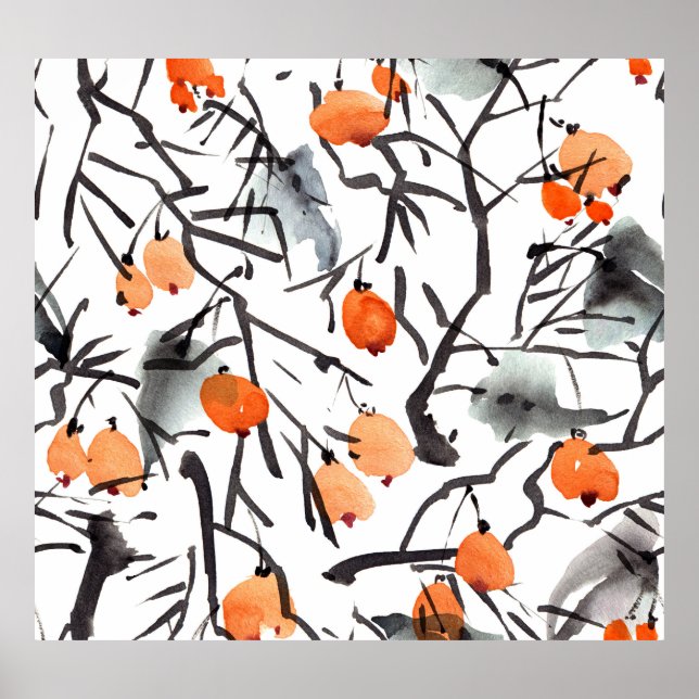 Aquarellfarben Blätter Poster (Vorne)