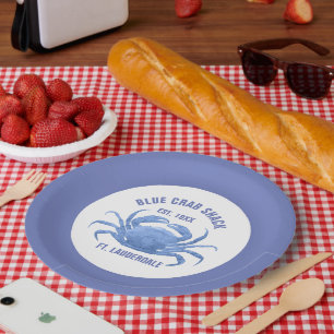 Aquarellfarben Blau-Krebserkennung - Benutzerdefin Pappteller