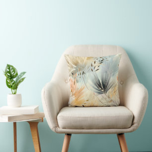 Aquarellfarben, blau Pfirsichgelb, Beige Blütenblä Kissen