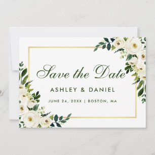 Aquarellfarben Blau-Weiß Gold Save the Date B