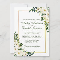 Aquarellfarben Blau-Weiße goldene Hochzeit GS