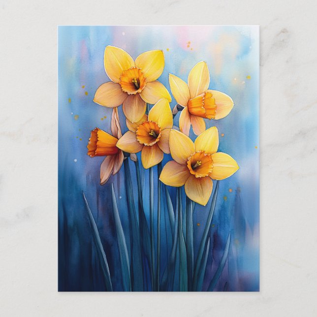 Aquarellfarben - Blaue Hintergrundfarbe Postkarte (Vorderseite)