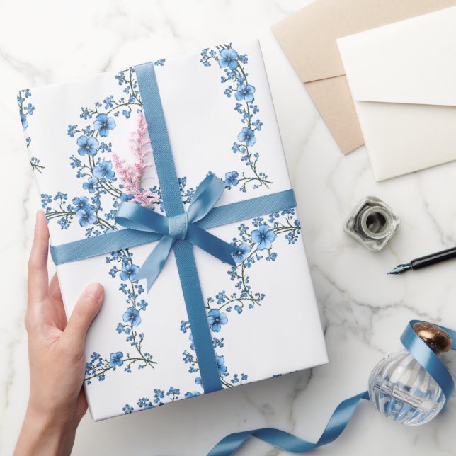 Aquarellfarben Blauer Vergessen der Blume nicht Geschenkpapier (Schenken)