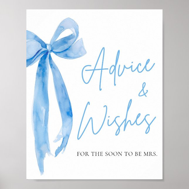 Aquarellfarben Blue Bow Ratschläge und Wünsche Zei Poster (Vorne)