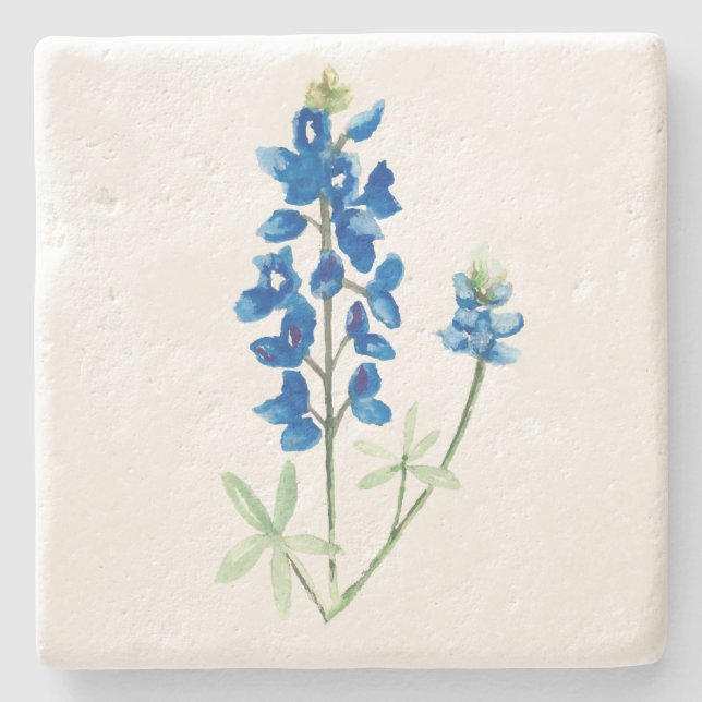 Aquarellfarben - Bluebonnet 6 Steinuntersetzer (Vorderseite)
