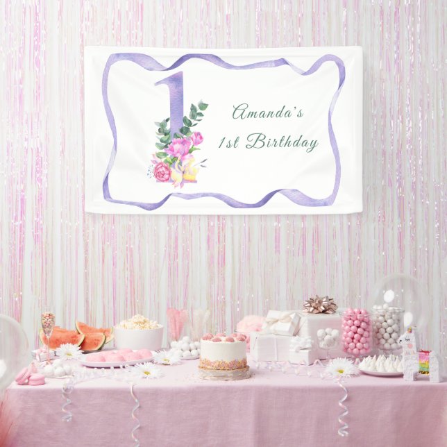 Aquarellfarben Blume 1. Party Banner (Party)