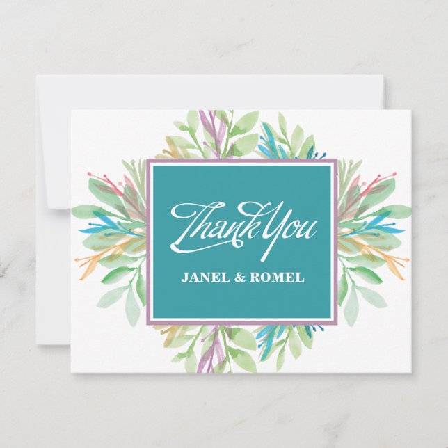 Aquarellfarben-Blume 4 - Danke Karte (Vorderseite)