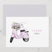 Aquarellfarben-Blume auf einem Scooter Vielen Dank
