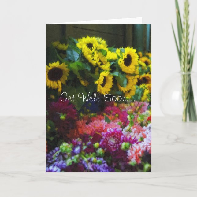 Aquarellfarben-Blume - bald wieder gesund werden Karte (Vorderseite)