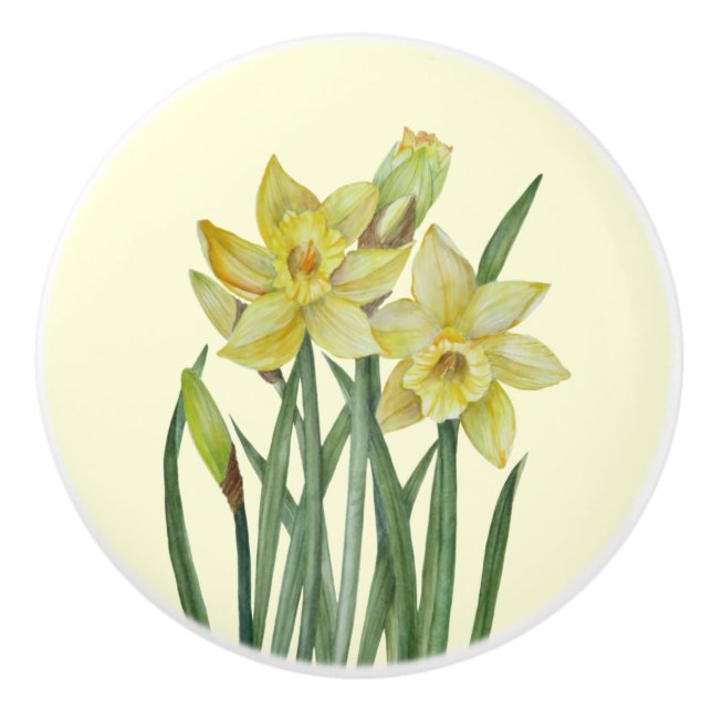 Aquarellfarben Blume Blumenfarben Monogramm Th Keramikknauf (Vorderseite)