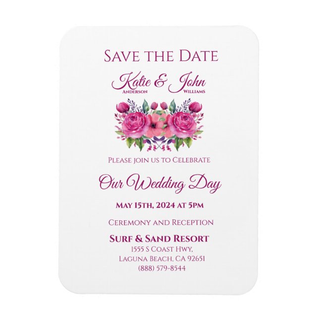 Aquarellfarben-Blume Bouquet-Wedding Speichern Sie Magnet (Vertikal)