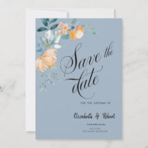 Aquarellfarben Blume Dusty Blue Save the Date
