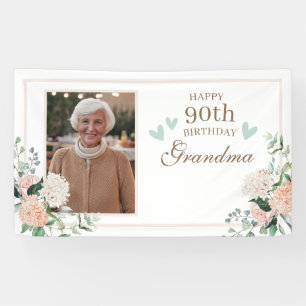 Aquarellfarben Blume Ein Foto 90. Geburtstag Banner