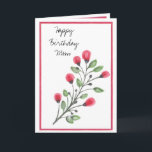 Aquarellfarben Blume Glücklich Geburtstagsfeier Ma Karte<br><div class="desc">Aquarell rot und magenta Blume Glückliche Geburtstagskarte für Mutter.</div>