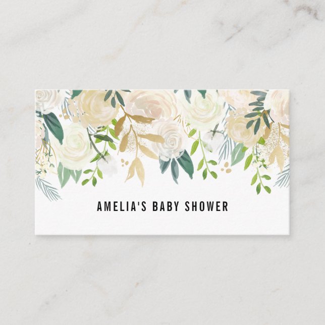Aquarellfarben Blume Gold Foil Kinderdusche Regist Begleitkarte (Vorderseite)