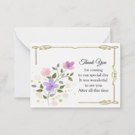 Aquarellfarben Blume Gold Rahmen Danke Karte