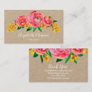 Aquarellfarben Blume Haarstyllensalon Makeup Kraft Visitenkarte