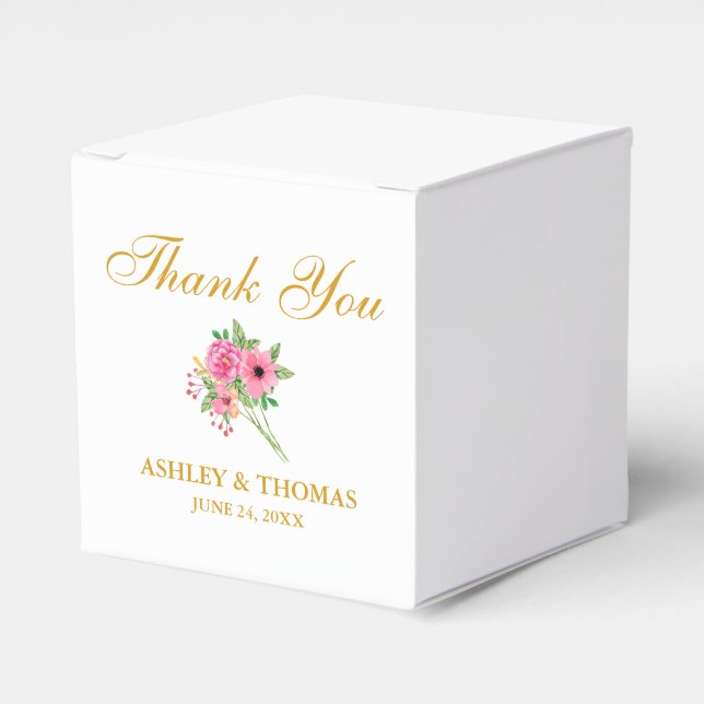 Aquarellfarben Blume Hochzeit Danke Weiß Geschenkschachtel (Vorderseite)